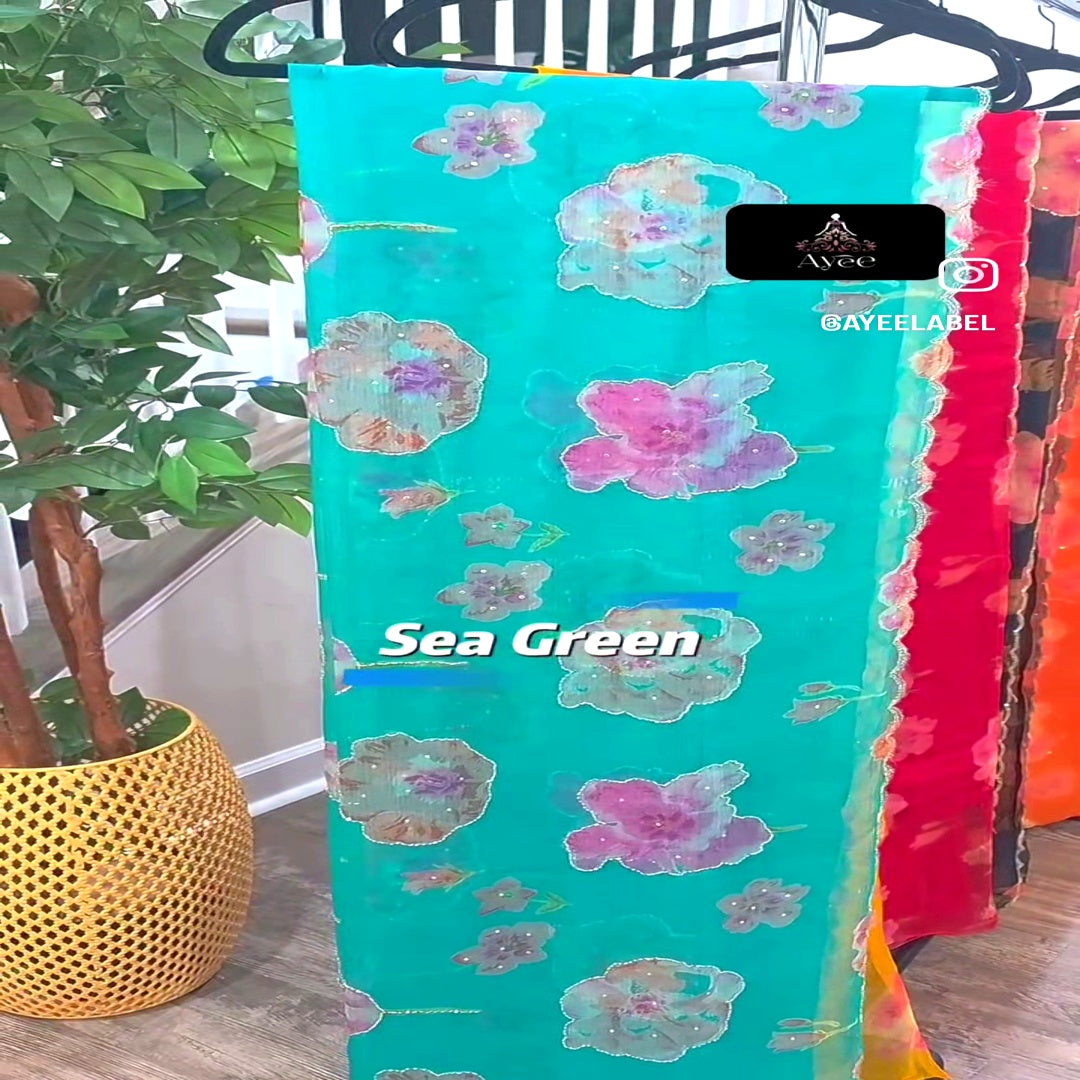 LuxeGlow Pure Chiffon Saree – Elegant Party & Wedding Collection