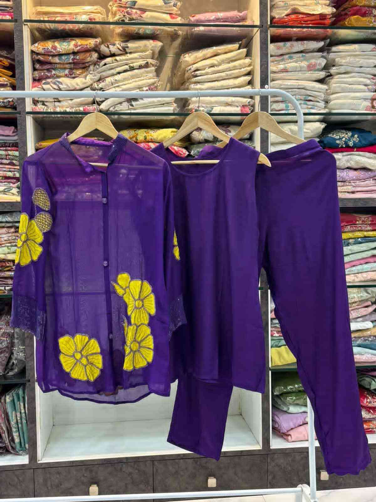 Stylish Cord Set with Embroidery in Viscose Organza