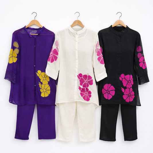 Stylish Cord Set with Embroidery in Viscose Organza