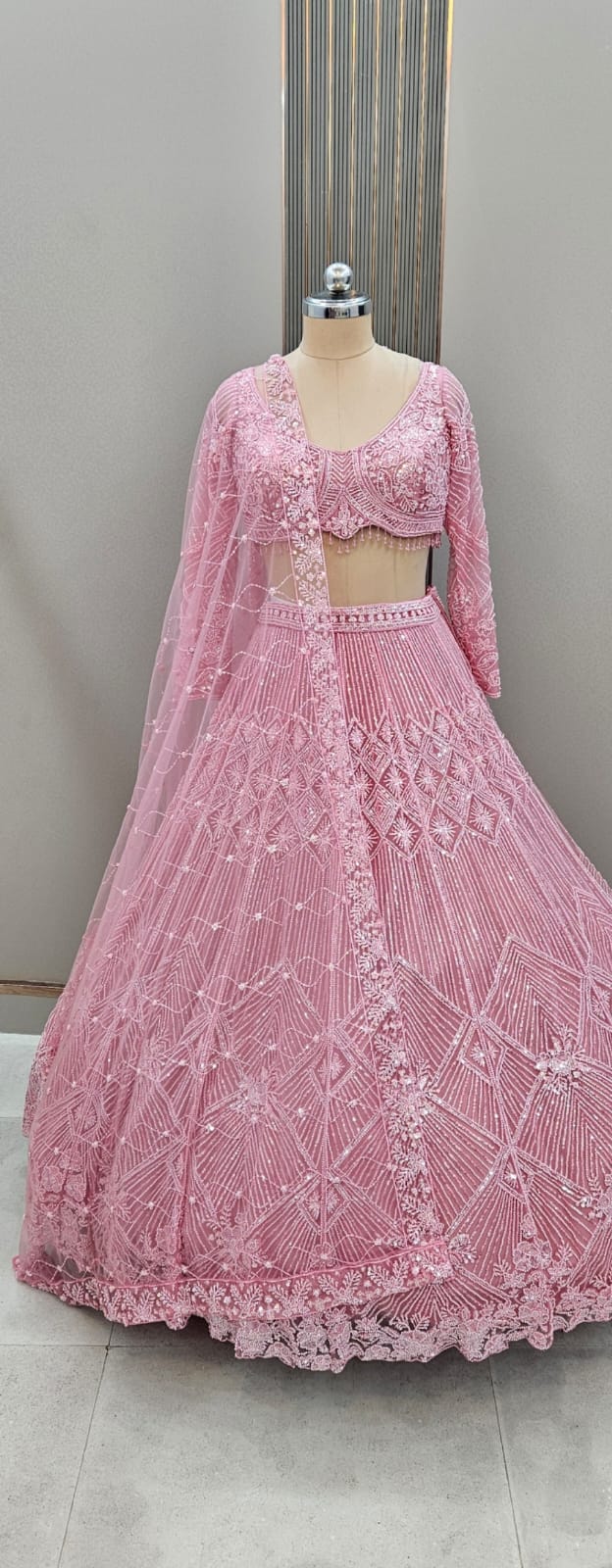 Celestial Hand-Embroidered Designer Lehenga Set with Dupatta