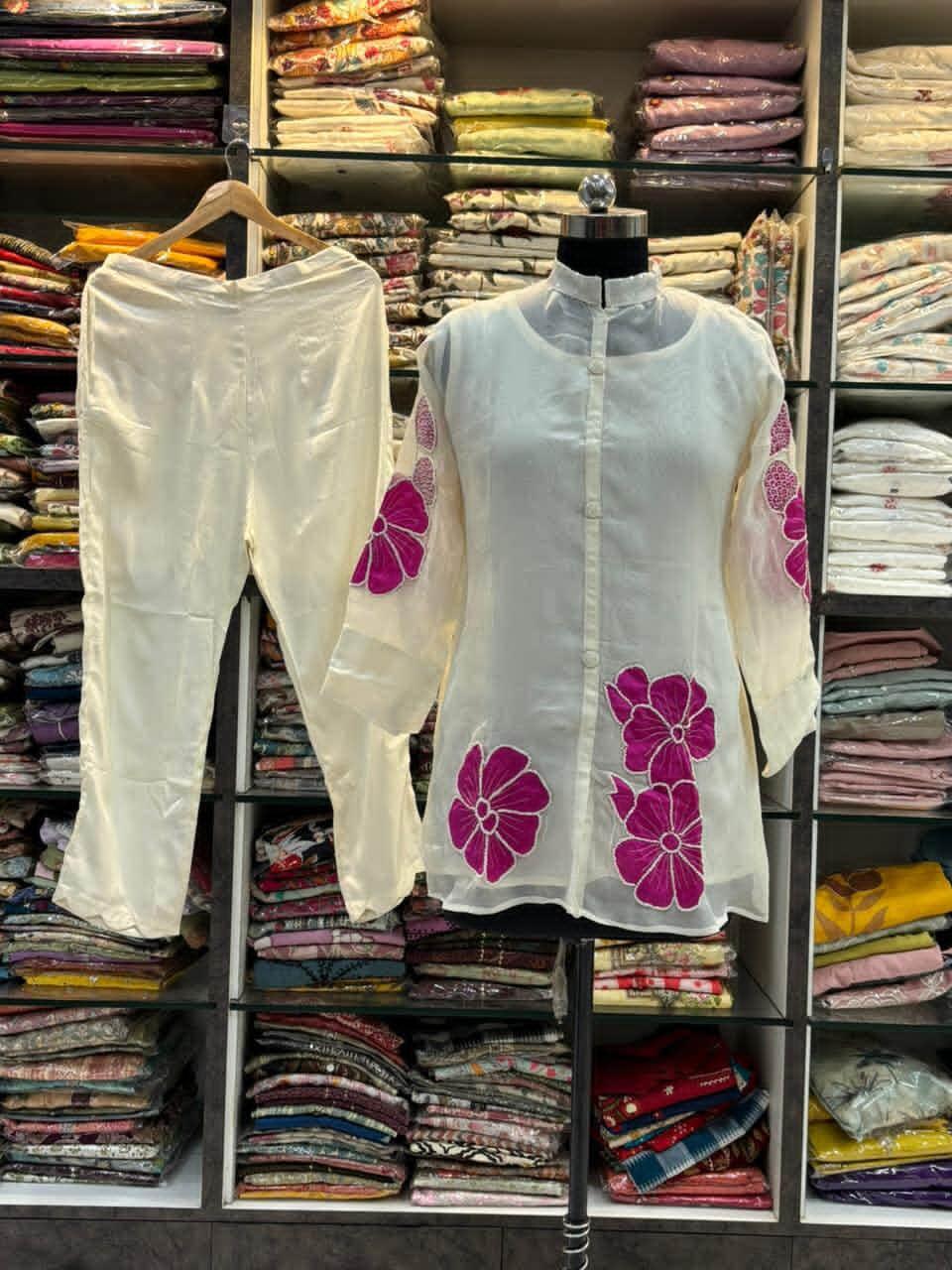 Stylish Cord Set with Embroidery in Viscose Organza