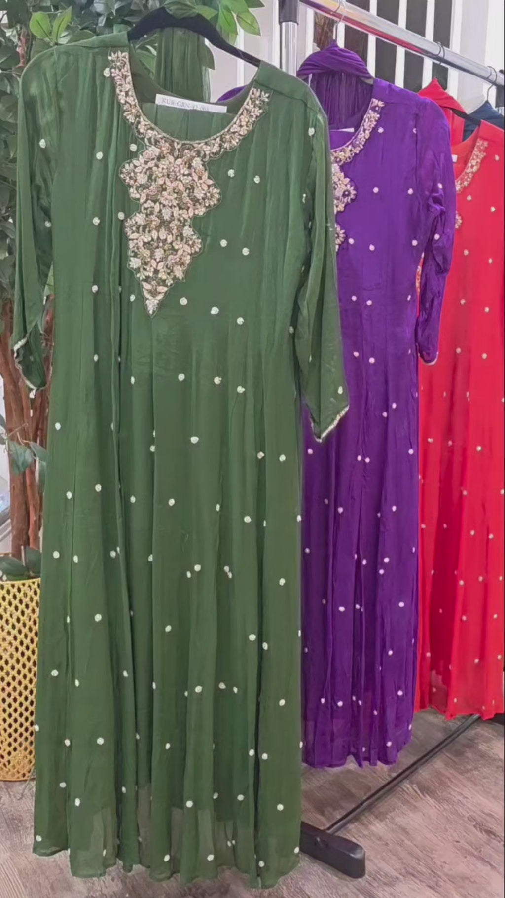 Designer Pure Chinnon Long Dress with Embroidery