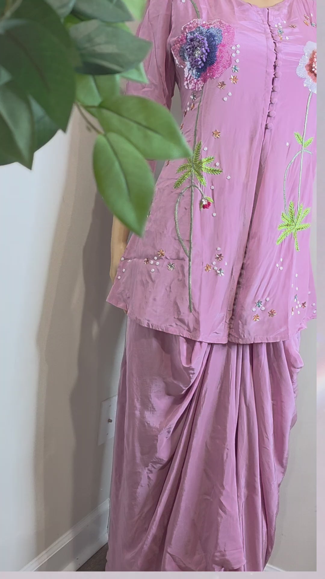 Indo-Western Embroidered Kurta Set