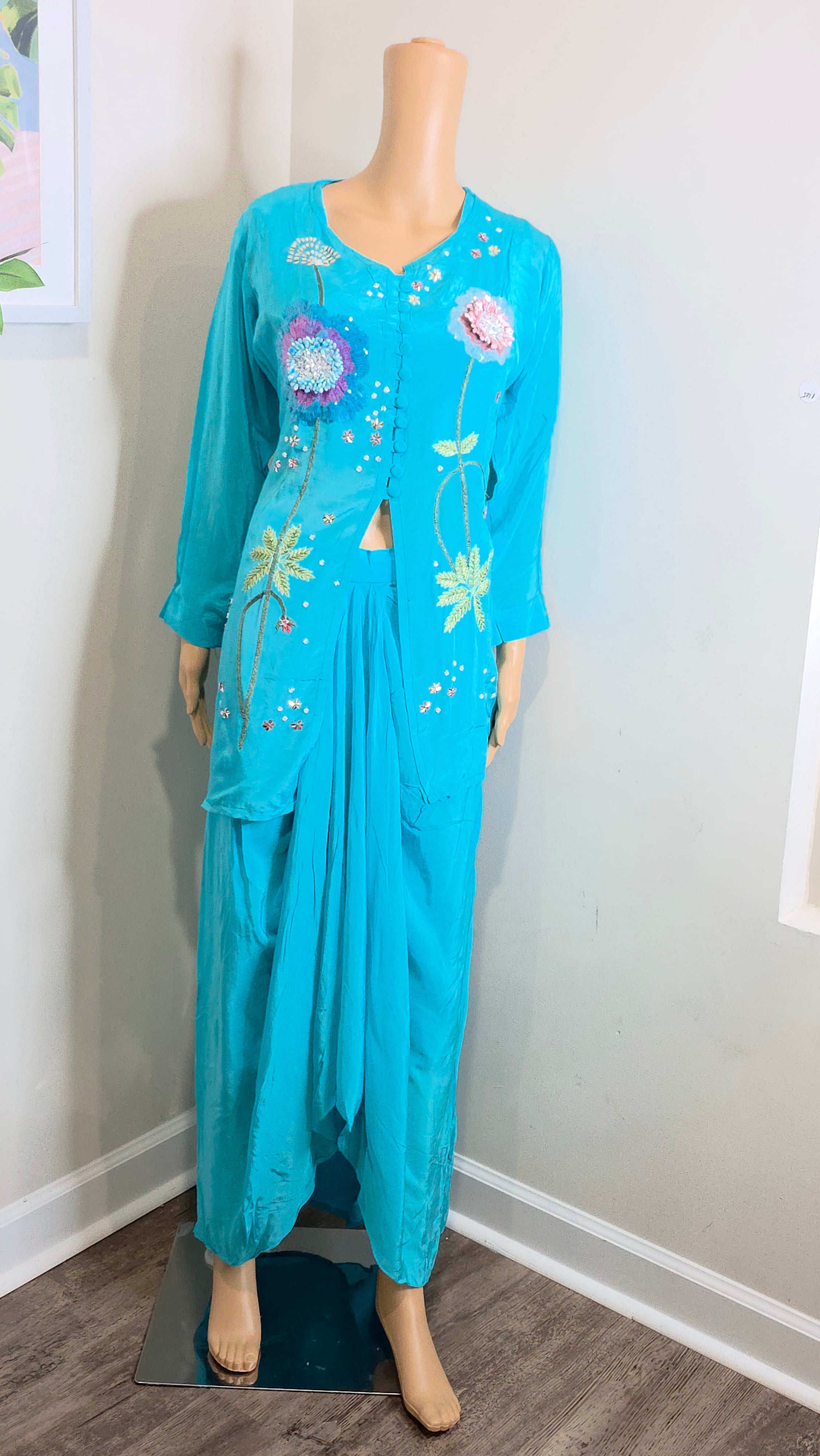 Indo-Western embroidery Floral Skirt Set