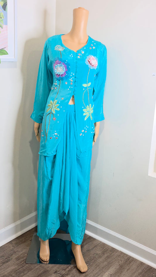 Indo-Western embroidery Floral Skirt Set