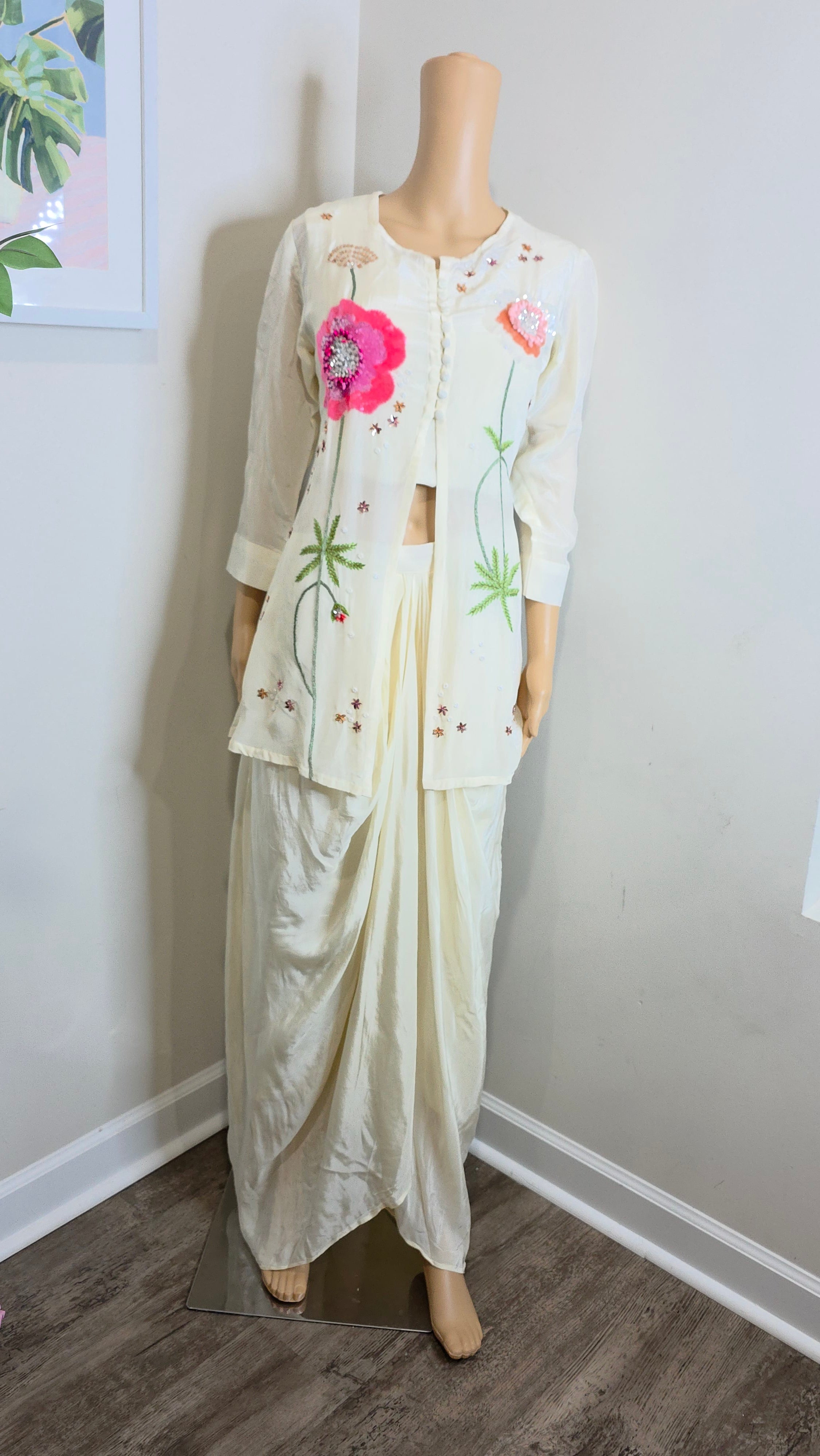 Indo-Western embroidery Floral Skirt Set