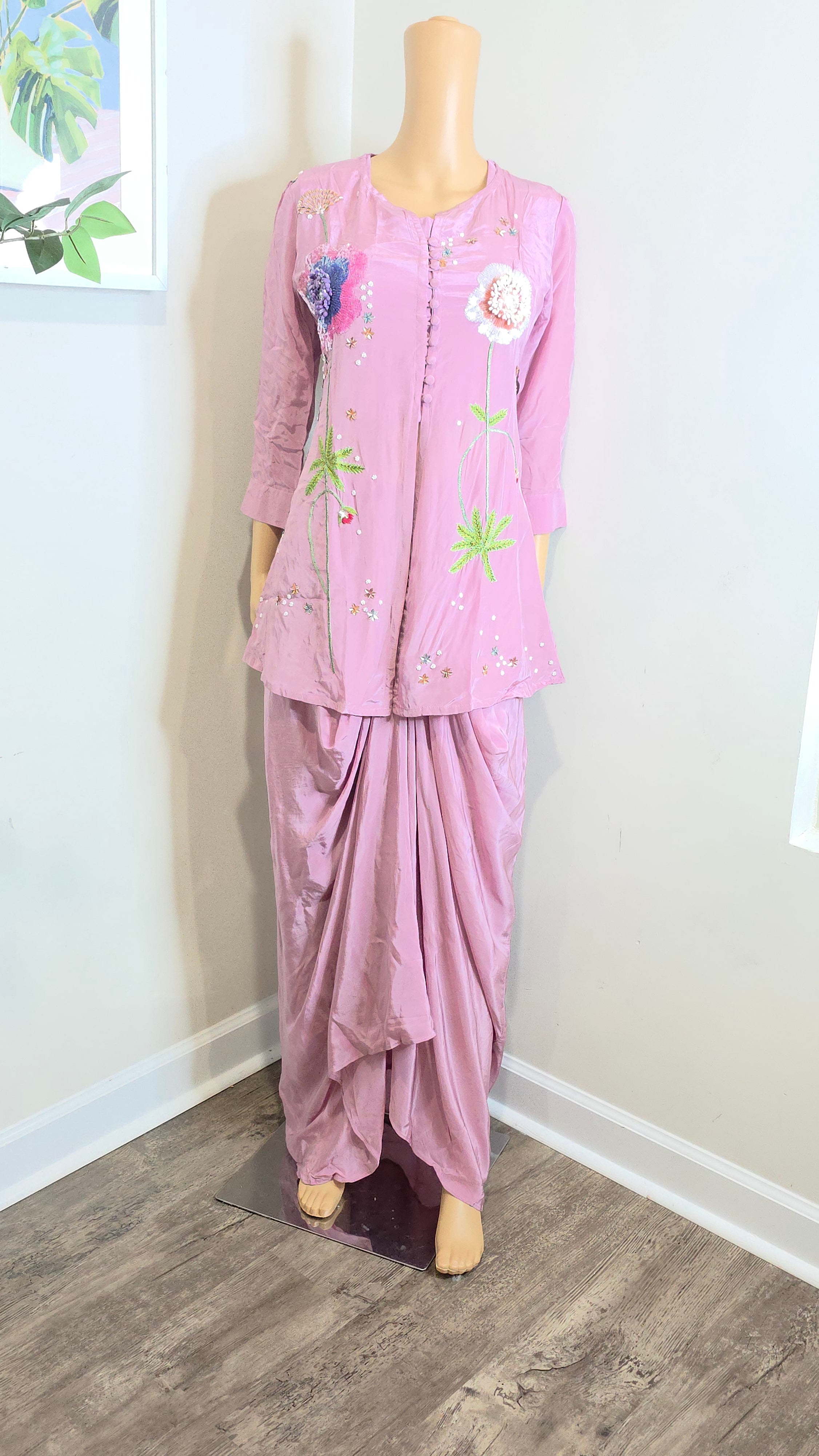 Indo-Western embroidery Floral Skirt Set