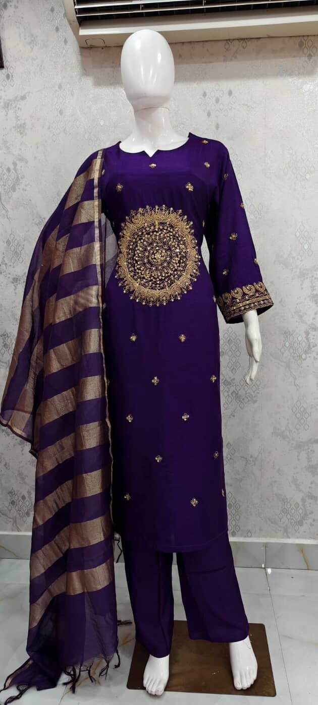 Elegant Pure Mul Chanderi Kurta Set with Tissue Dupatta